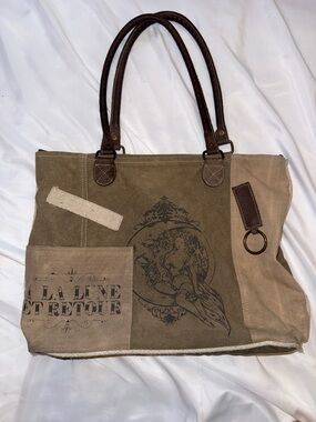 To the Moon and Back Recycled Tent Canvas Bag New Brown/Tan